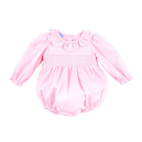Pink Pique Pearl Smocked Amber Bubble