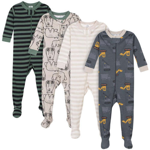 4-Pack Baby & Toddler Boys Bears & Construction Trucks Snug Fit Footed – Gerber Childrenswear