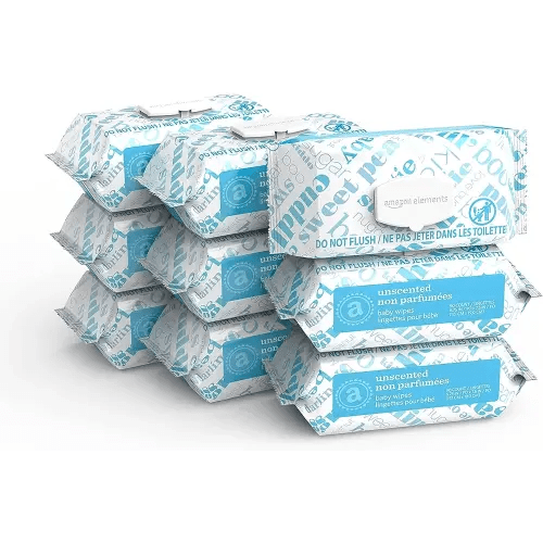 Amazon Elements Baby Wipes, Fragrance Free, 810 Count (9 Packs of 90)