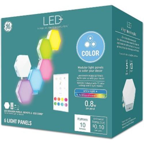 GE 6pk LED Color Changing Tile Panel Lights