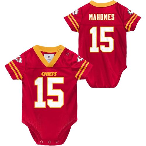 Patrick Mahomes Kansas City Chiefs #15 NFL Newborn Baby 0/3M-6/9M Red Creeper Bodysuit Jersey