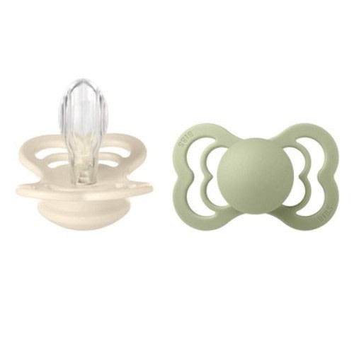 Bibs Supreme Silicone Pacifier - 6-18 Months - Ivory/Sage - 2pk