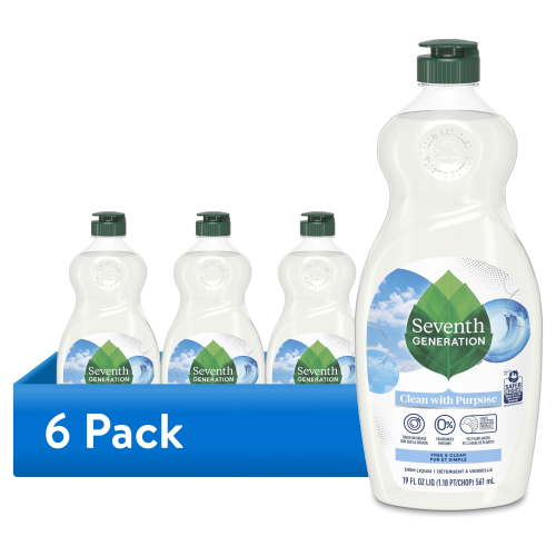 (6 pack) Seventh Generation Dish Soap Liquid, Free & Clear, 19 fl oz