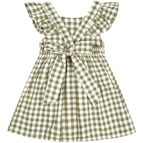 AGQT Baby Girls Plaid Dress Summer Fall Gingham Outfits for Toddler 6M-8T