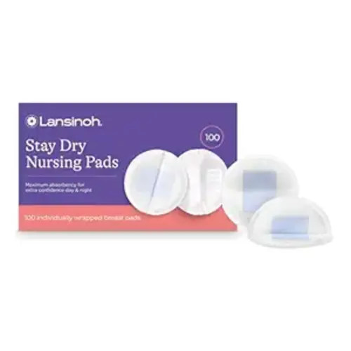 Lansinoh Stay Dry Disposable Nursing Pads, Soft and Super Absorbent Breast Pads, Breastfeeding Essentials for Moms, 100 Count