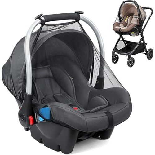 Orzbow 2-Pack Mosquito Net for Infant Car Seat | Universal Baby Mosquito Net for Doona Car Seats, Strollers, Carrier, Bassinets, Breathable & Durable, Baby Summer Travel Essentials, Black