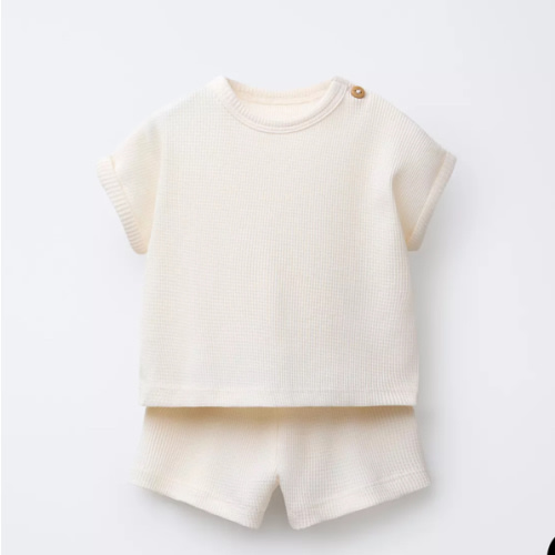 PLAIN WAFFLE T-SHIRT AND BERMUDA SET - Ecru | ZARA United States