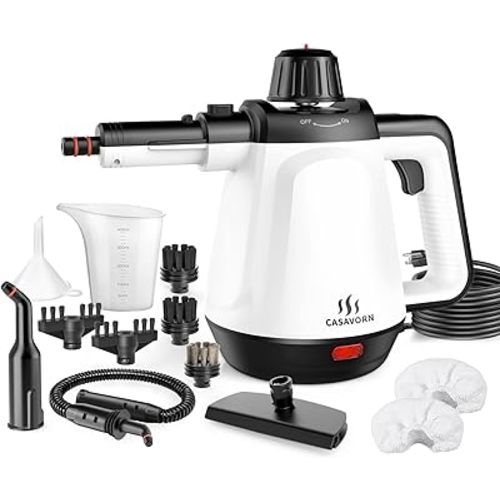 1200W Handheld Steam Cleaner for Home, Powerful Natural Multi‑Surface Steam Cleaner with 12 Accessories, 13.5oz Pressurized Steamer for Deep Cleaning Tile, Grout, Showers, Bathrooms, Kitchens & Car