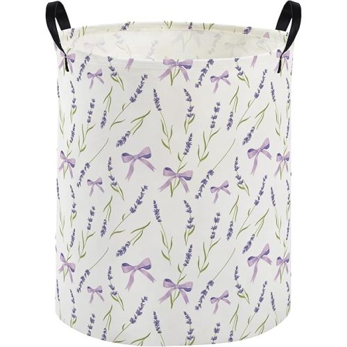 Kids Laundry Basket Flower Hamper for Nursery Girls Hamper Cute Kids Storage Bin Organizer Room Decor for Home(Purple flowers)