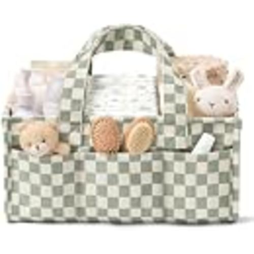 Corduroy Baby Diaper Caddy Organizer with Handles, Nursery Storage Basket | Portable Diaper Bag Car Caddy Organizer Bin for Wipes, Girl Boy Newborn Baby Essentials Shower Gift Registry Search Must Have