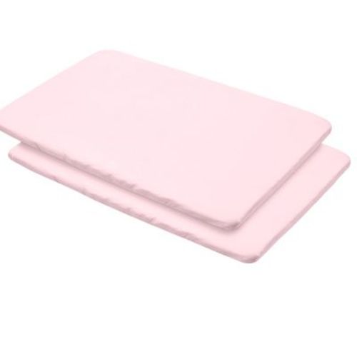 BreathableBaby All-in-One Fitted Sheet & Waterproof Cover, For 39" x 27" Play Yard Mattress (2-Pack), Light Pink