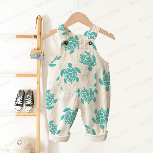 Baby Toddler Beige Sea Turtle Overalls