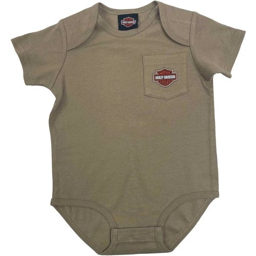 Harley-Davidson Baby Boys' Bar & Shield Infant Chest Pocket Creeper – Green