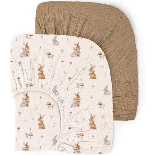 lulumoon Muslin Crib Sheets for Baby: 52x28 Fit for Standard Crib Mattress