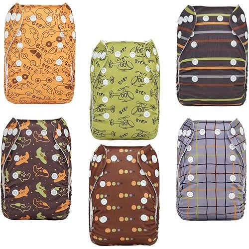 ALVABABY Baby Pocket Newborn for Less Than 12pounds Baby Snaps Cloth Diapers Nappy 6pcs with 12 Inserts 6SVB131