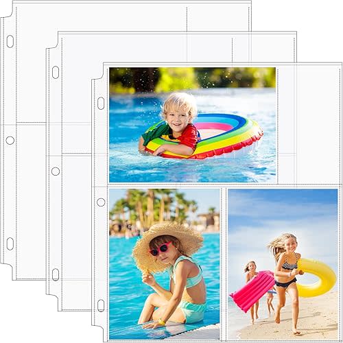 MaxGear 30 Pack 4x6 Photo Sleeves for 3 Ring Binder (180 Pictures), Heavy-Duty Archival Page Protectors, 3-Pocket Clear Photo Album Refill Pages, Plastic Seed Binder Pages 8.5x11, Postcard Sleeves