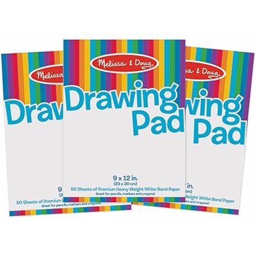 Melissa & Doug Drawing Paper, Sketch Pad, 3-Pack Bundle for Coloring, Writing or Painting (9 x 12 inches) - 50 Sheets Each, Kids Drawing Pad & Art Supplies for Kids Ages 3+ - FSC Certified