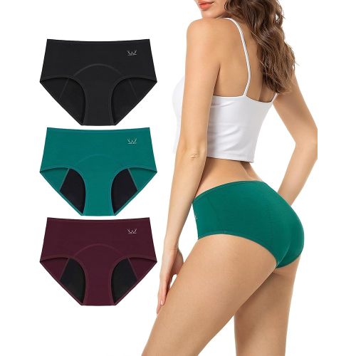 TANSTC Period Underwear for Women Heavy Flow Leakproof Menstrual Panties Postpartum Hipster Briefs 3 Pack