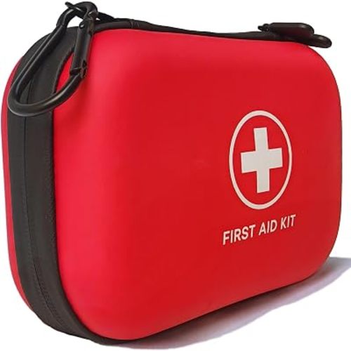 First Aid Kit 196 Piece Waterproof Medical Kit Hard Shell Portable, Red