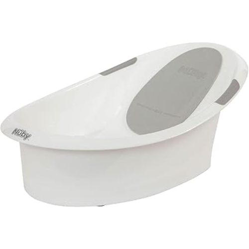 Nuby Newborn Baby Bath with Soft Headrest & Anti-Slip Support, 0M+, White