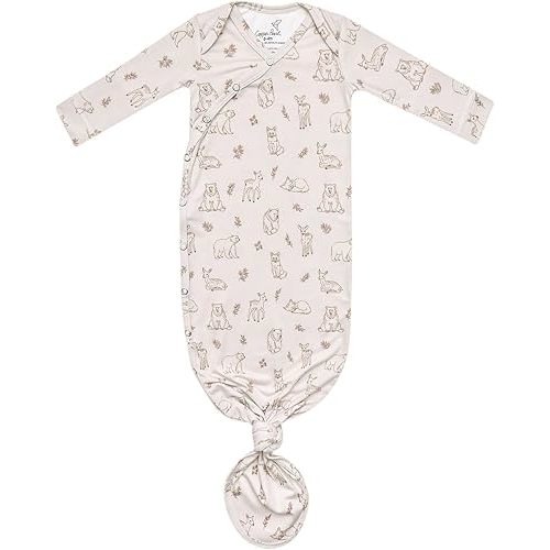 Copper Pearl Baby Gown - Knotted Newborn Sleepers for Baby Boy and Girl, Soft Stretchy Long Sleeve Infant Gowns with Bottom Tie and Hand Mittens, Perfect Hospital Coming Home Outfit (River)