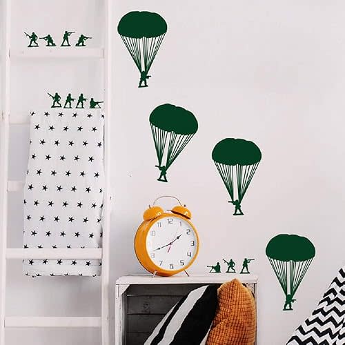 Cool Wall Stickers for Schools, Kids Rooms, Nurseries Quote Small Army Men Bucket of Soldiers Home Decoration Vinyl Decal and Decor