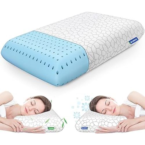 Memory Foam Pillows for Sleeping, Bed Pillow with Removable and Machine Washable Cover, Bed Pillow for Side, Neck Pillow, Back and Stomach Sleepers, Standard Size (1 Pack)