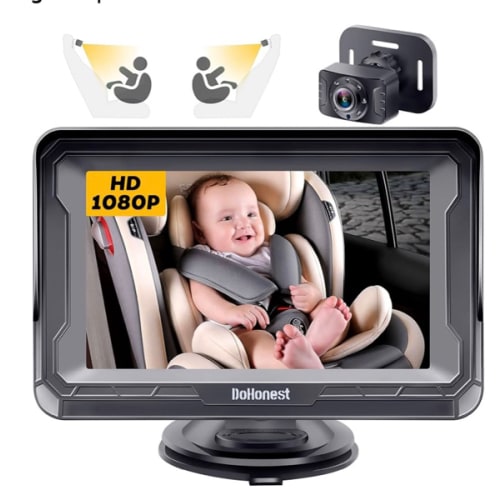 DoHonest Baby Car Camera HD 1080P - Rear-Facing Car Baby Monitor with Night Vision, Adjustable View Angle, Easy Setup, Anti-Glare Display, Safety for Kids & Infants