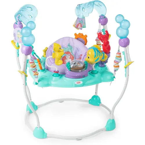 Bright Starts Disney The Little Mermaid Sea of Activities Baby Activity Jumper with Interactive Toys, Lights & Music with Disney Princess Ariel, 6-12 Months (Blue)