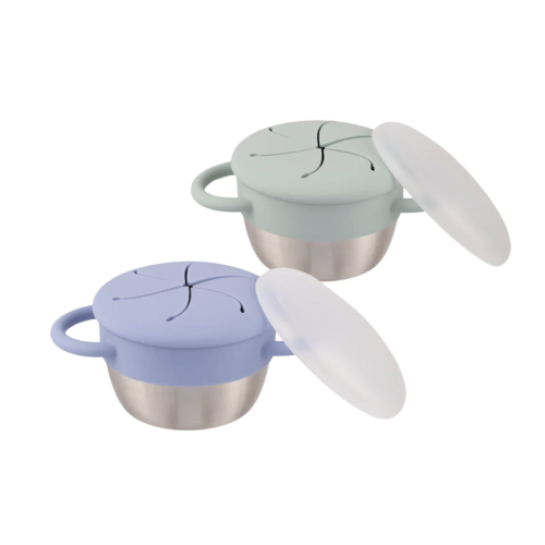 Stainless Steel Snack Cups (Sage and Misty Blue)
