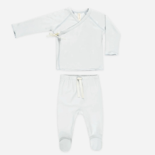 Wrap Top + Footed Pant Set || Fog – Quincy Mae - NB