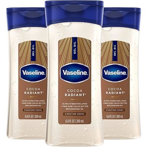 Vaseline Cocoa Radiant Body Gel Oil, Glowing Skin + Cocoa Butter 6.8oz 3ct