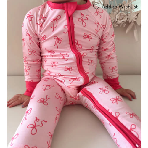Little Pink Bow Zipper Romper – In My Jammers
