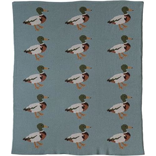 Creative Co-Op Cotton Knit Duck Print, Multicolor Baby Blanket, Multi
