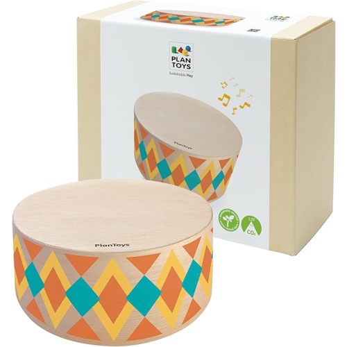 PlanToys® Wooden Rhythm Box Drum Musical Toy for Kids | Montessori Musical Instrument for Toddlers & Children | Eco-Friendly Wooden Percussion Toy