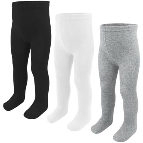Baby Girls Tights, Leggings Stockings for Newborn Toddler Girls(0-24 Months),3 Pack Infant Knit Cotton Pantyhose