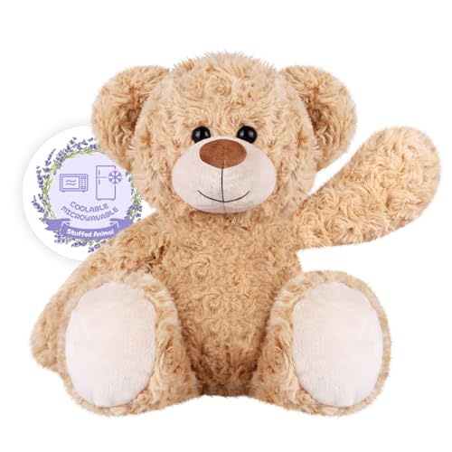 SuzziPals Teddy Bear Stuffed Animals, Microwavable Stuffed Animal Heating Pads for Heat Therapy, Stress Relief Toy for Anxiety, Cuddle, Companion, Bear Plush Gifts for Girls Boys Adults