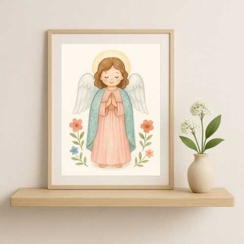 My Guardian Angel (Mi Angelito de la Guarda) Art Print: Religious Illustration (Digital Download)