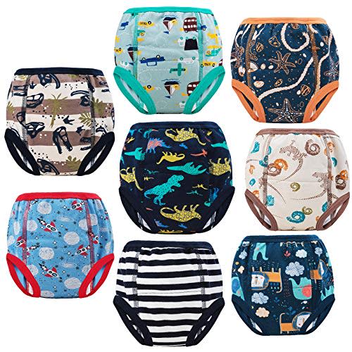 MooMoo Baby 8 Packs Potty Training Pants Cotton Absorbent Training Underwear for Toddler Boy and Girls 2T-9T