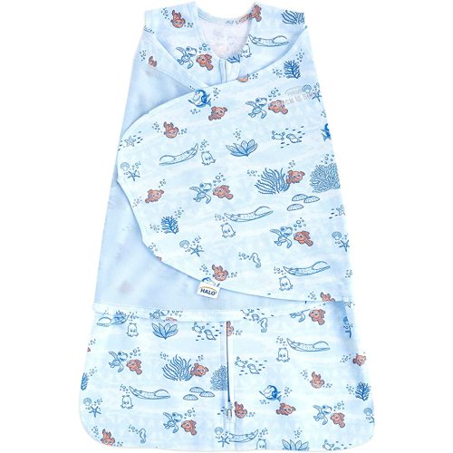 HALO Disney Baby Finding Nemo 100% Cotton Sleepsack Swaddle, 3-Way Adjustable Wearable Blanket, Nemo Tie Dye, Newborn, 0-3 Months