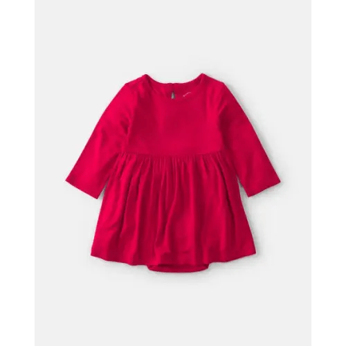 Baby Girl PurelySoft™ Long-Sleeve Bodysuit Dress - Red | Carter's