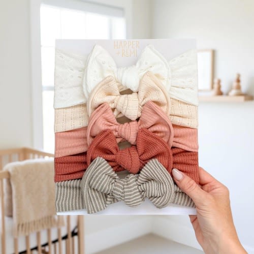Signature Textures Sampler (Warm Pink) | Mixed Fabric Baby Bow Bundle