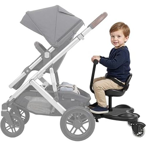 Universal Stroller Board, 2-in-1 Buggy Board w/Detachable Seat Standing Board Stroller Seat Attachment Sit and Stand Stroller Buggy Child Board Holds Children Up to 55lbs for 2-6 Year Children