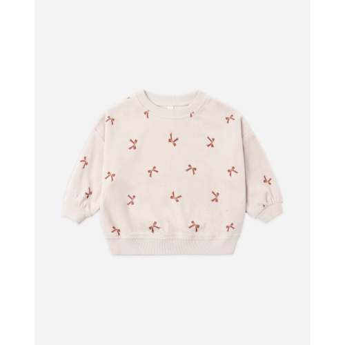 Velour Relaxed Sweatshirt Red Bows – Quincy Mae