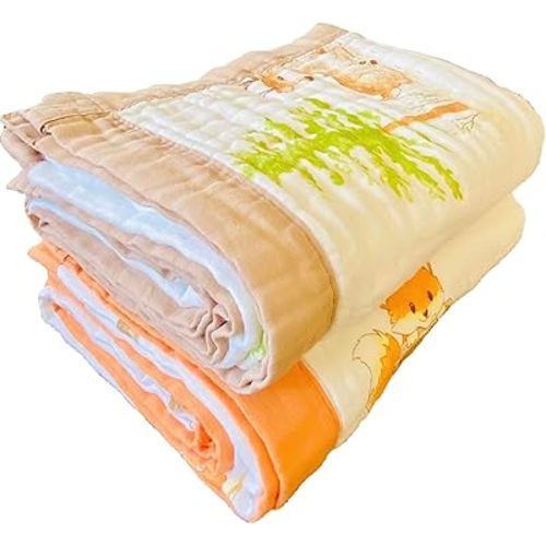 2-Pack Muslin Swaddle Blanket – 100% Organic Cotton Baby Blanket, 6-Layer Soft & Breathable, 43 × 43 in