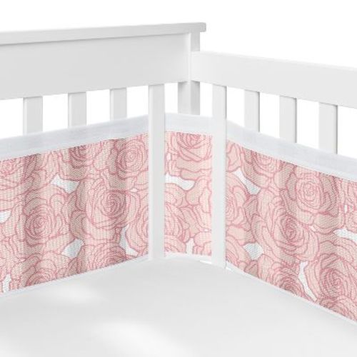 Sweet Jojo Designs Girl BreathableBaby Breathable Mesh Crib Liner Baby Nursery Rose Pink