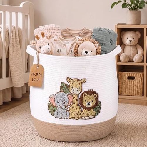 Marsui Large Woven Nursery Animal Hamper 16.9 x 17.7 Inch for Kids