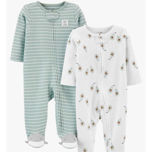 Simple Joys by Carter's unisex-baby 2-way Zip Thermal Footed Sleep and Play, Pack of 2