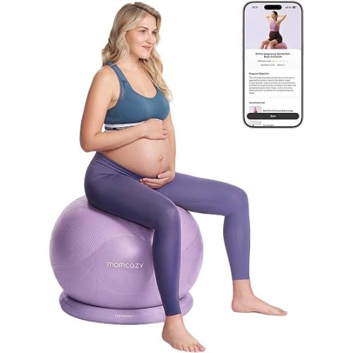 Momcozy BirthEase Pregnancy Ball Set, Birthing Yoga Ball with App Courses