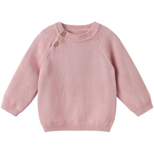 pureborn Baby Toddler Boys Girls Pullover Sweater Cotton Knit Button Closure Sweaters